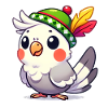 Cartoon Cockatiel with Alpine Hat