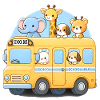 Cute Animal School Bus Illustration