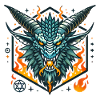 Fierce Flaming Dragon Head Badge