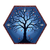 Logo mit Baum, Blüten, Sechseck