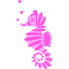 Hippocampe rose avec des cœurs