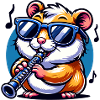 Cooler Hamster Mit Klarinette Spielt Musik