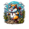 Adventurous hamster hiking mountains