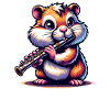 Funny Hamster With Flute Illustration