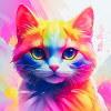 Vibrant Rainbow Cat Artwork
