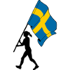 Drapeau Suède femme marchant