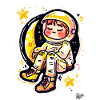 Relaxed astronaut in space