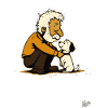 Old man with cute dog