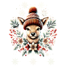 Christmas retro reindeer with cap