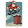 Weihnachten Skateboard Weihnachtsmann Schornstein