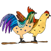 Coq et poule
