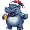 Hippopotamus Christmas Beer Funny