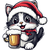 Cat Christmas Beer Funny