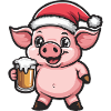 Pig Christmas Beer Funny