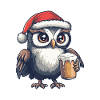 Owl Christmas Beer Funny