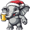 Elephant Christmas Beer Funny