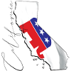 Republican Flag in California State Map CA