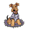 Mignon Airedale Terrier avec lilas