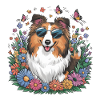 Shetland Sheepdog - Sheltie with butterflies