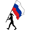 Drapeau Russie femme marchant