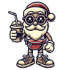Père Noël snob avec boisson
