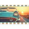 Retro convertible in cinematic sunset