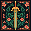 Schwert auf Blumenornament