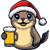 Seal Animal Christmas Beer Funny