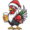 Rooster Christmas Beer Funny