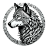 Wolf mit keltischem Knoten 02