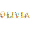 OLIVIA Namenskunst mit gestickten Blumen