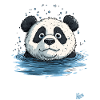 Little panda in the water