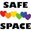 LGBTQ safe space rainbow hearts