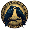 Two ravens with Celtic knots