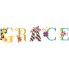 GRACE Namenskunst mit gestickten Blumen