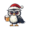 Owl Christmas Beer Funny