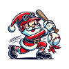 Santa Claus swings baseball bat