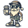 Snob Santa Claus with coffee