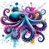 Bunter Aquarell-Oktopus