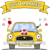 Just married Wedding Car Yellow