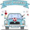 Just married wedding car turquoise