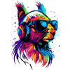 Eichhörnchen Kopfhörer Bunt Popart DJ Eichhörnchen
