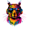 Eichhörnchen Kopfhörer Bunt Popart DJ Eichhörnchen