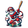 Santa Claus Playing Baseball Motif