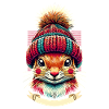 Cheerful squirrel with winter hat