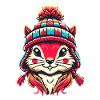 Écureuil joyeux avec chapeau d’hiver