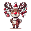 Happy Reindeer with Christmas Baubles