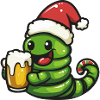 Worm Christmas Beer Funny