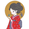 Geisha with red kimono
