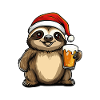 Sloth Christmas Beer Funny